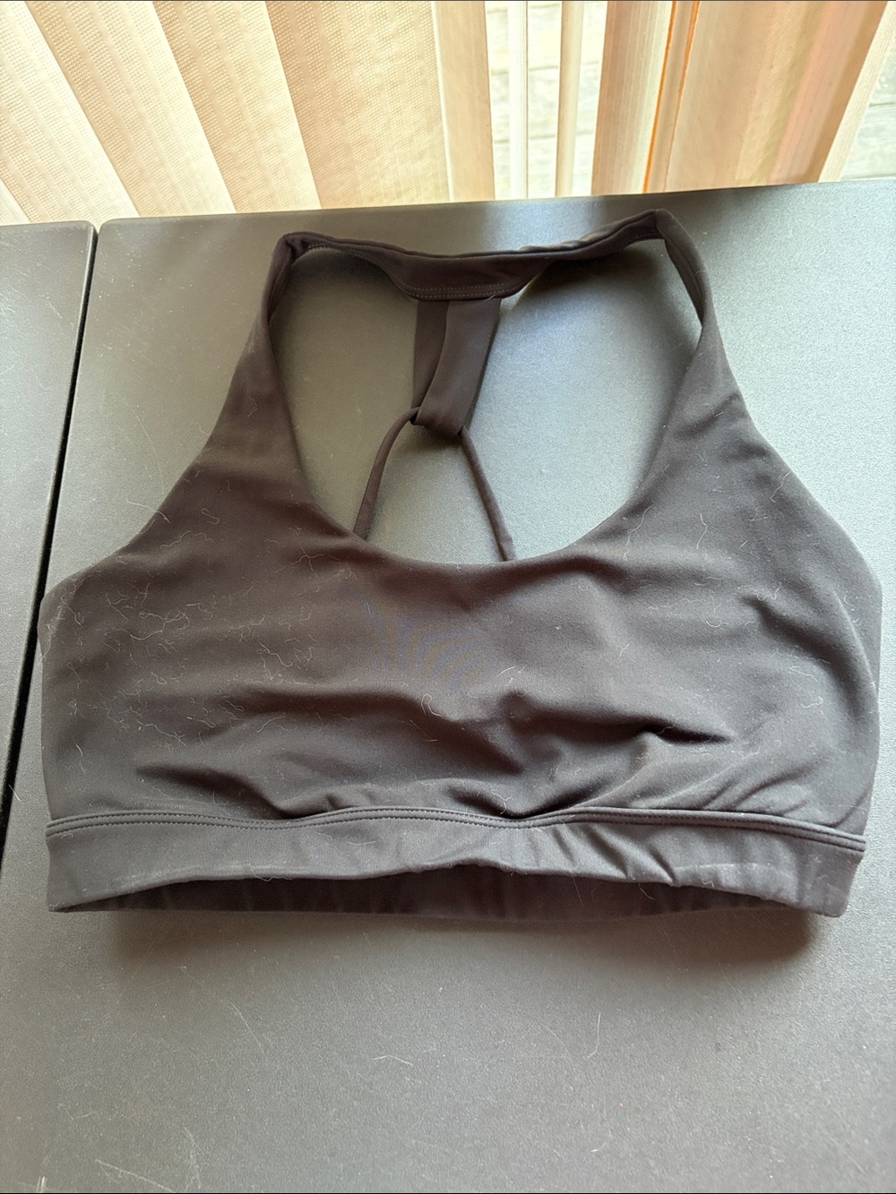 Savvy Black Halter Sports Bra with T-Back Support Size M